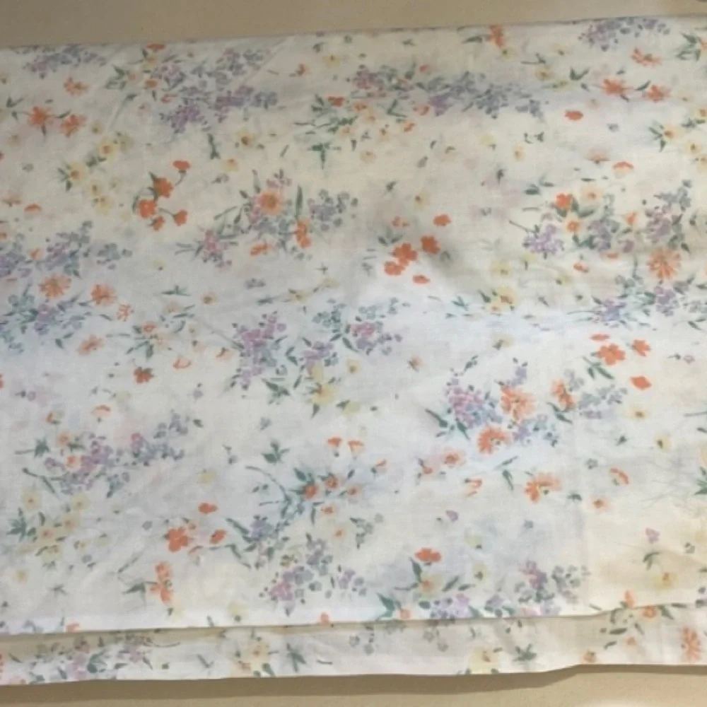 Vintage Morgan Jones Double Flat Sheet in a beautiful pastoral floral pattern